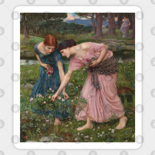 Gather Ye Rosebuds While Ye May,  1909 John William Waterhouse Sticker by immortalpeaches